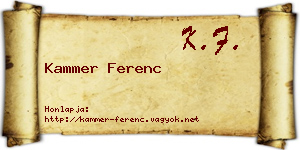Kammer Ferenc névjegykártya